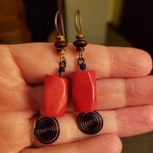 Handcrafted Red & Black Dangle earrings